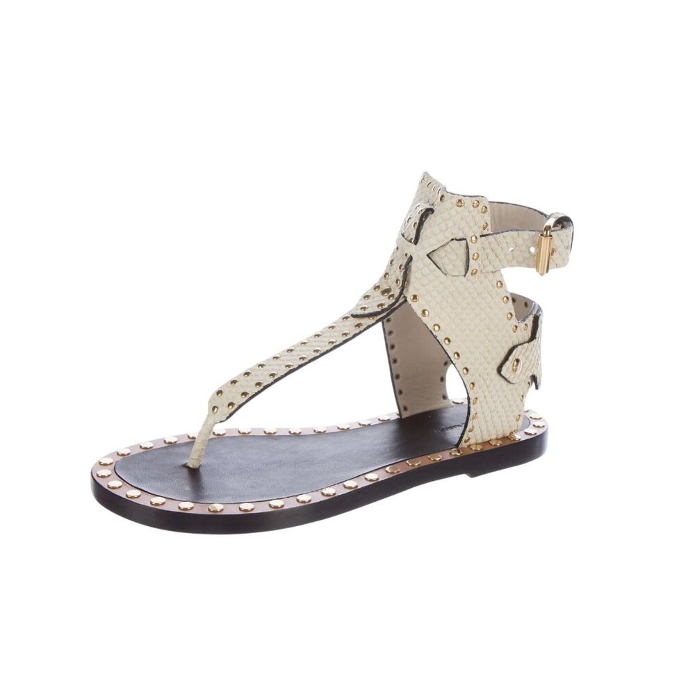 Isabel Marant Johanna ivory snake texture flat sandals - Size 7 - Picture 3 of 10